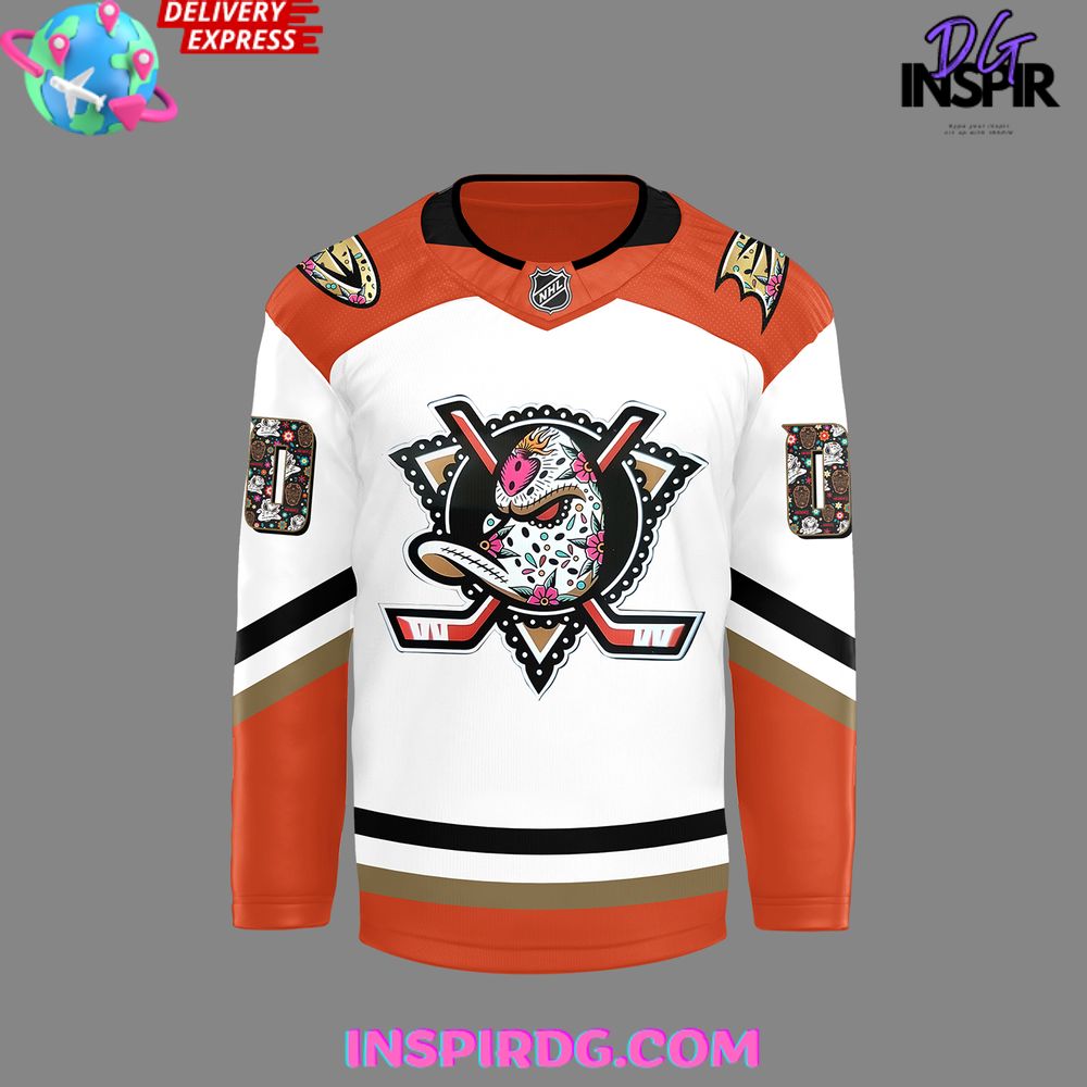 Anaheim Ducks Dia De Los Muertos 2024 Hockey Jersey - Image 2