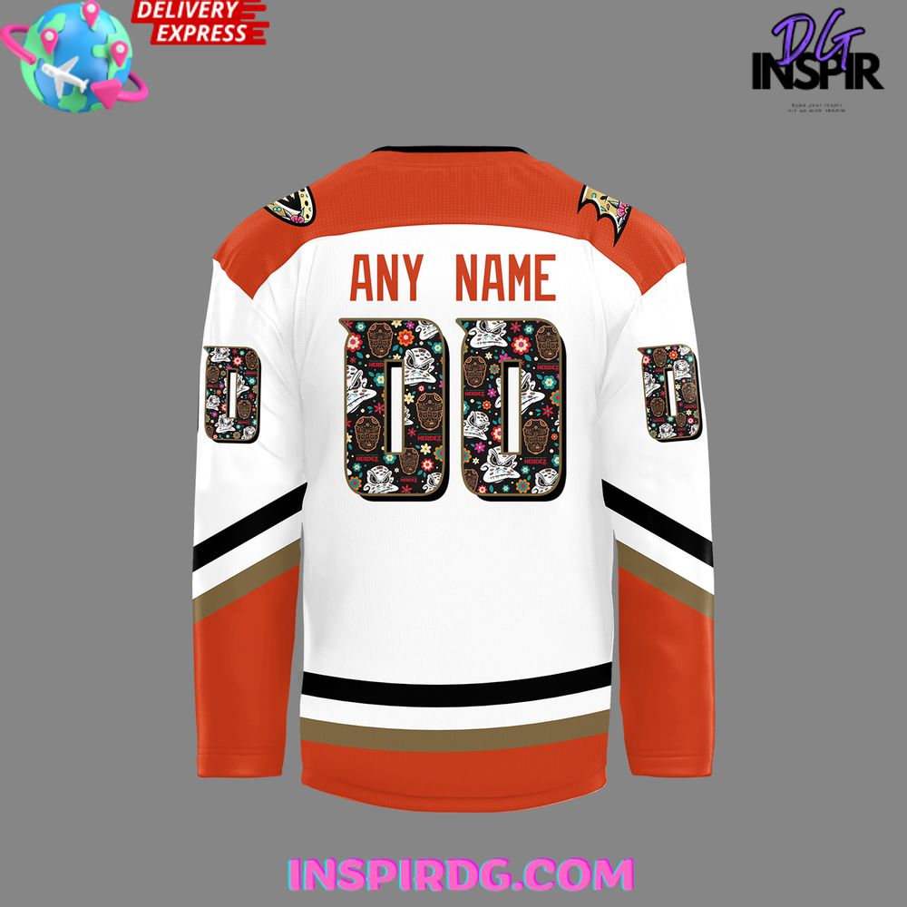 Anaheim Ducks Dia De Los Muertos 2024 Hockey Jersey - Image 3