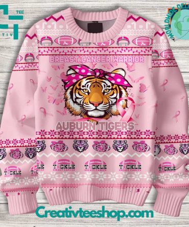 Auburn Tigers Breast Cancer Warrior Ugly Christmas Sweater