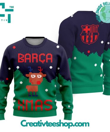Fc Barcelona Xmas Deer Ugly Christmas Sweater