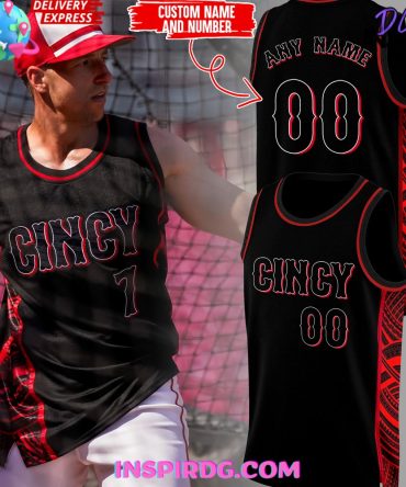 Cincinnati Reds Red Black Stripped 2024 Basketball Jersey