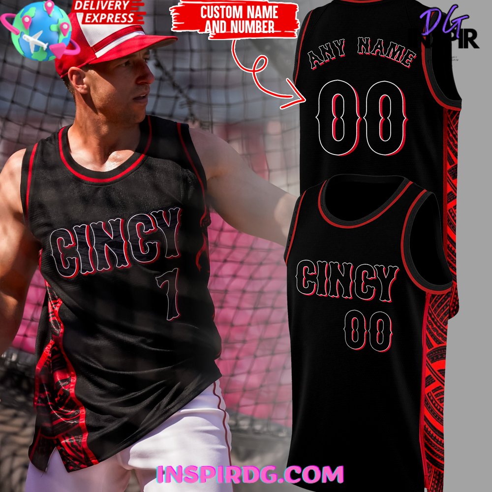 Cincinnati Reds Red Black Stripped 2024 Basketball Jersey