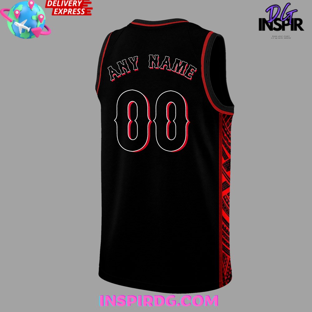 Cincinnati Reds Red Black Stripped 2024 Basketball Jersey - Image 3