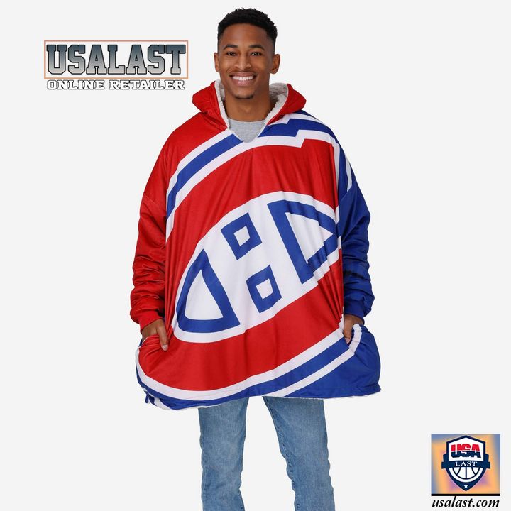New Nhl Montreal Canadiens Big Logo Blanket Hoodie Hoodie Blanket