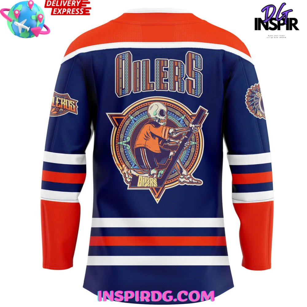 Edmonton Oilers Dia De Los Muertos 2024 Hockey Jersey - Image 3