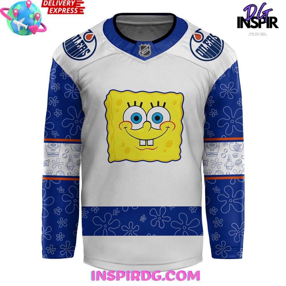 Edmonton Oilers Spongebob 25Th Anniversary Special Hockey Jersey - Image 2