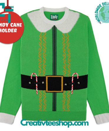 Elf Suit With Candy Cane Holders Ugly Christmas Sweater