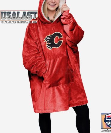 Calgary Flames Red Blanket Hoodie Hoodie Blanket