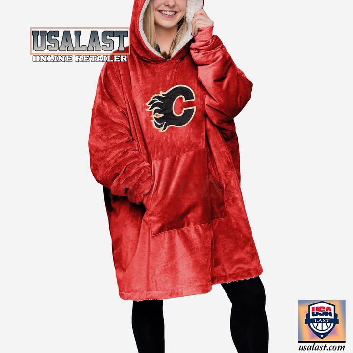 Calgary Flames Red Blanket Hoodie Hoodie Blanket