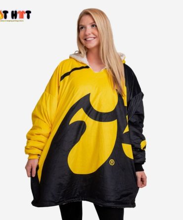 Ncaa Iowa Hawkeyes Big Logo Blanket Hoodie Hoodie Blanket