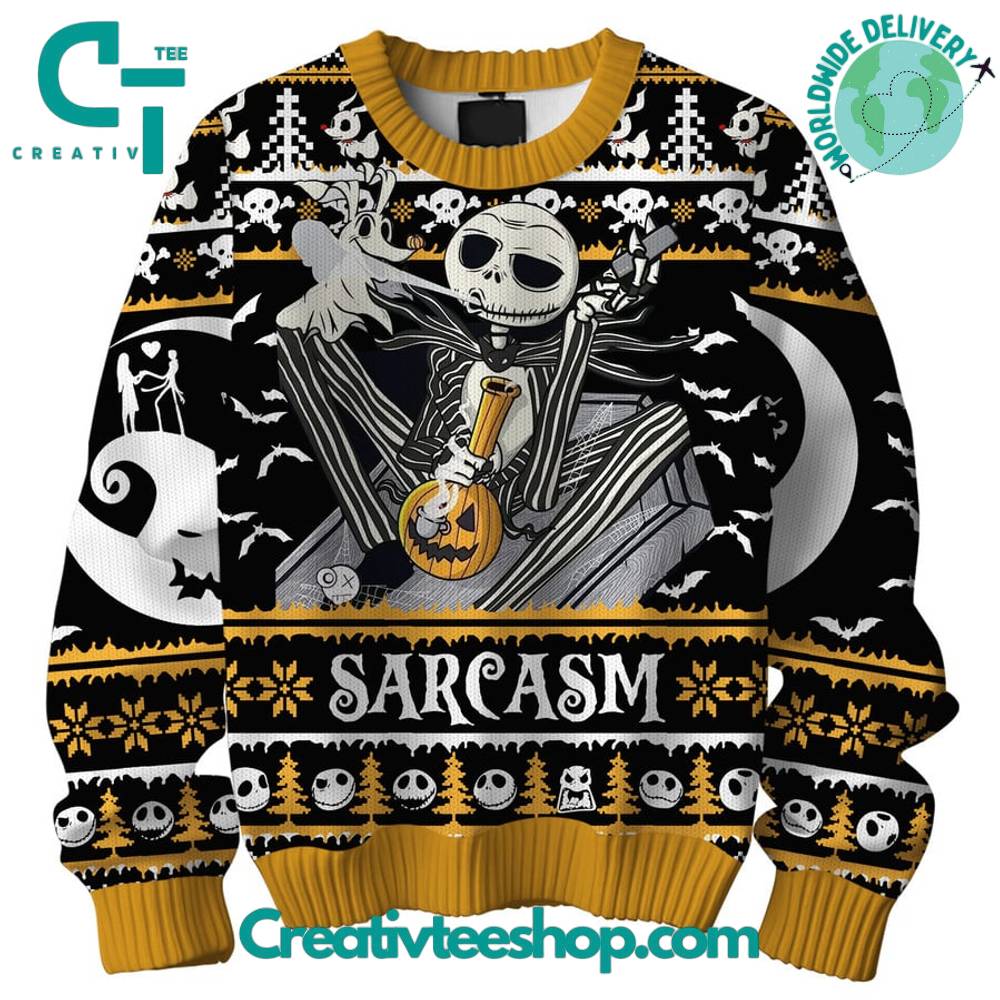 Jack Skellington Pumpkin Ugly Christmas Sweater - Image 2