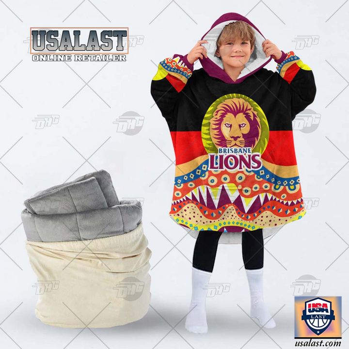 Afl Brisbane Lions Lover Aboriginal Flag Indigenous Blanket Hoodie Hoodie Blanket - Image 2