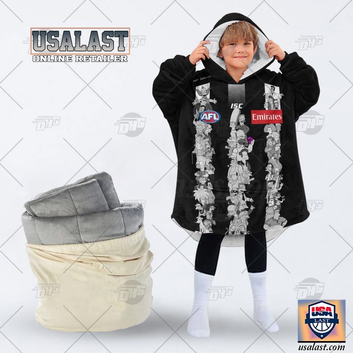 Personalizedd Afl Collingwood Magpies The Simpsons Blanket Hoodie Hoodie Blanket - Image 2