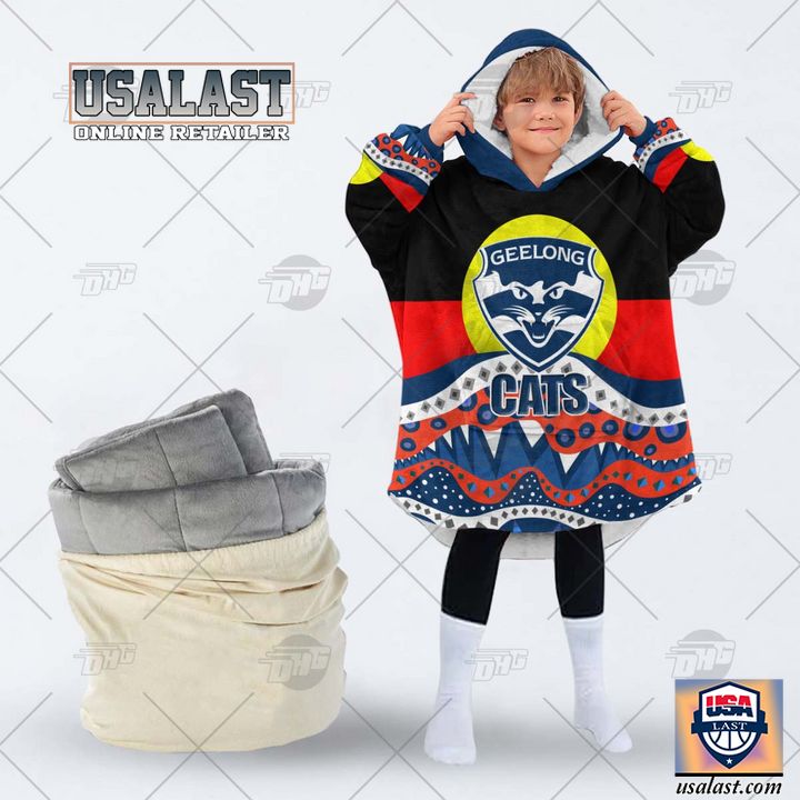 Afl Geelong Cats Lover Aboriginal Flag Indigenous Blanket Hoodie Hoodie Blanket - Image 2