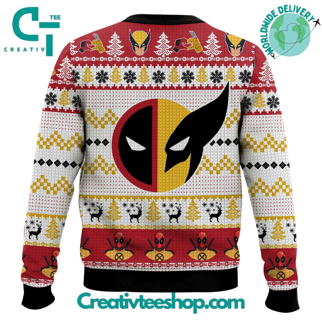 Let'S Fuking Go Deadpool Wolverine Ugly Sweater - Image 3