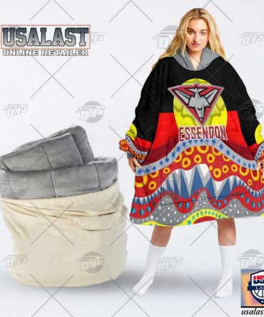 Afl Essendon Bombers Lover Aboriginal Flag Indigenous Blanket Hoodie Hoodie Blanket