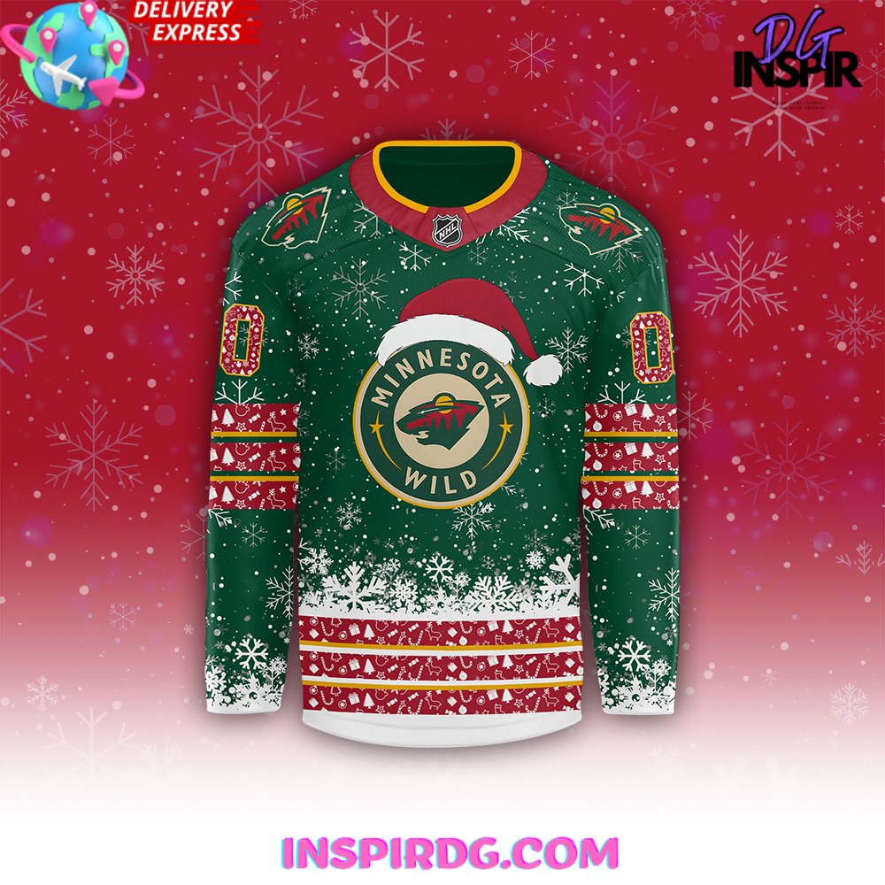 Minnesota Wild Nhl Merry Christmas 2024 Hockey Jersey - Image 2