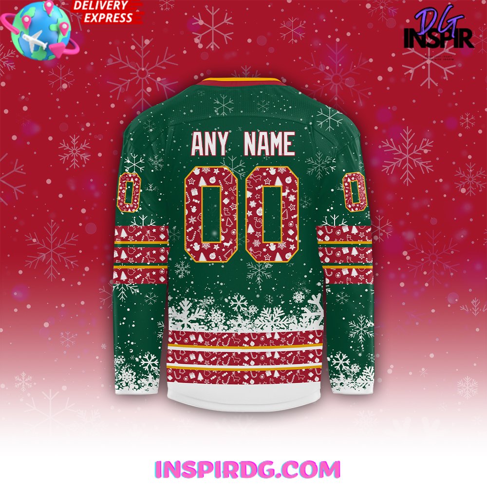 Minnesota Wild Nhl Merry Christmas 2024 Hockey Jersey - Image 3