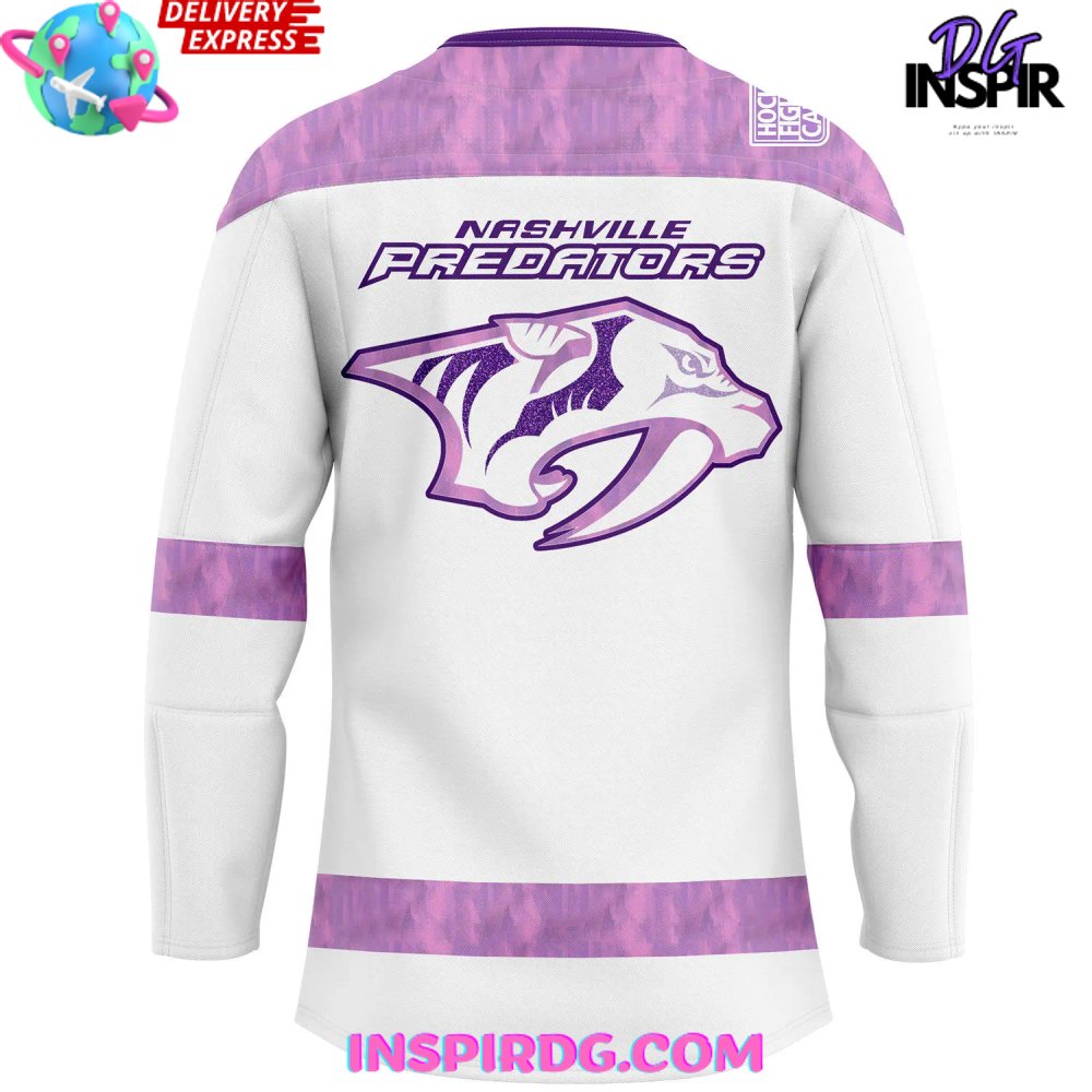 Nashville Predators Hockey Fights Cancer Special Hockey Jersey - Image 3
