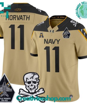Navy Midshipmen Honoring Jolly Rogers Fear The Bones Gold Jersey