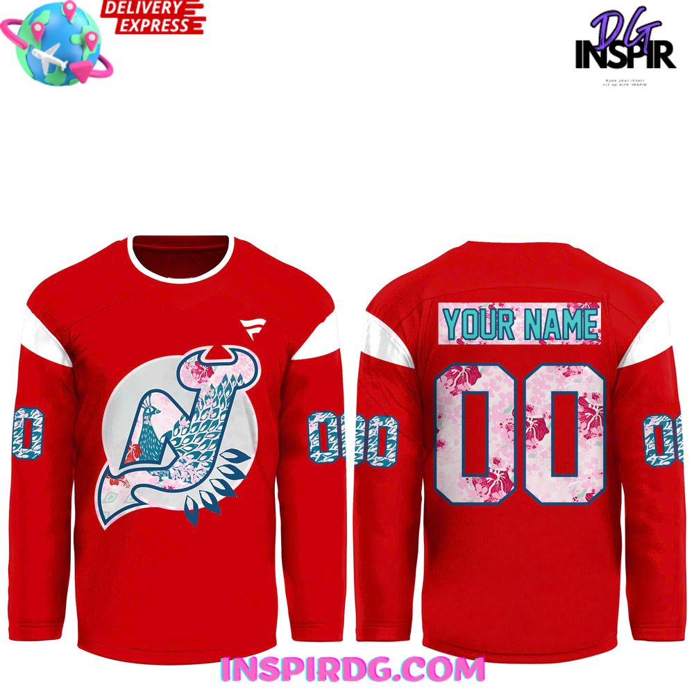 New Jersey Devils Asian And Pacific 2025 Red Hockey Jersey - Image 2