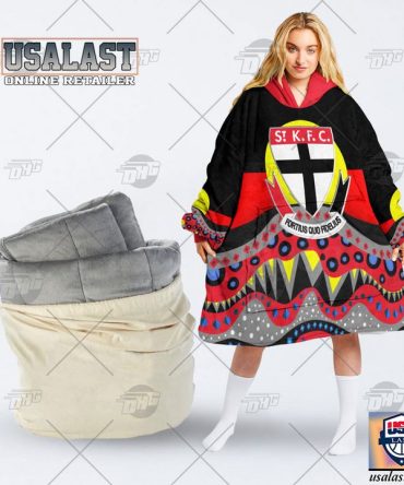Afl St Kilda Football Club Lover Aboriginal Flag Indigenous Blanket Hoodie Hoodie Blanket