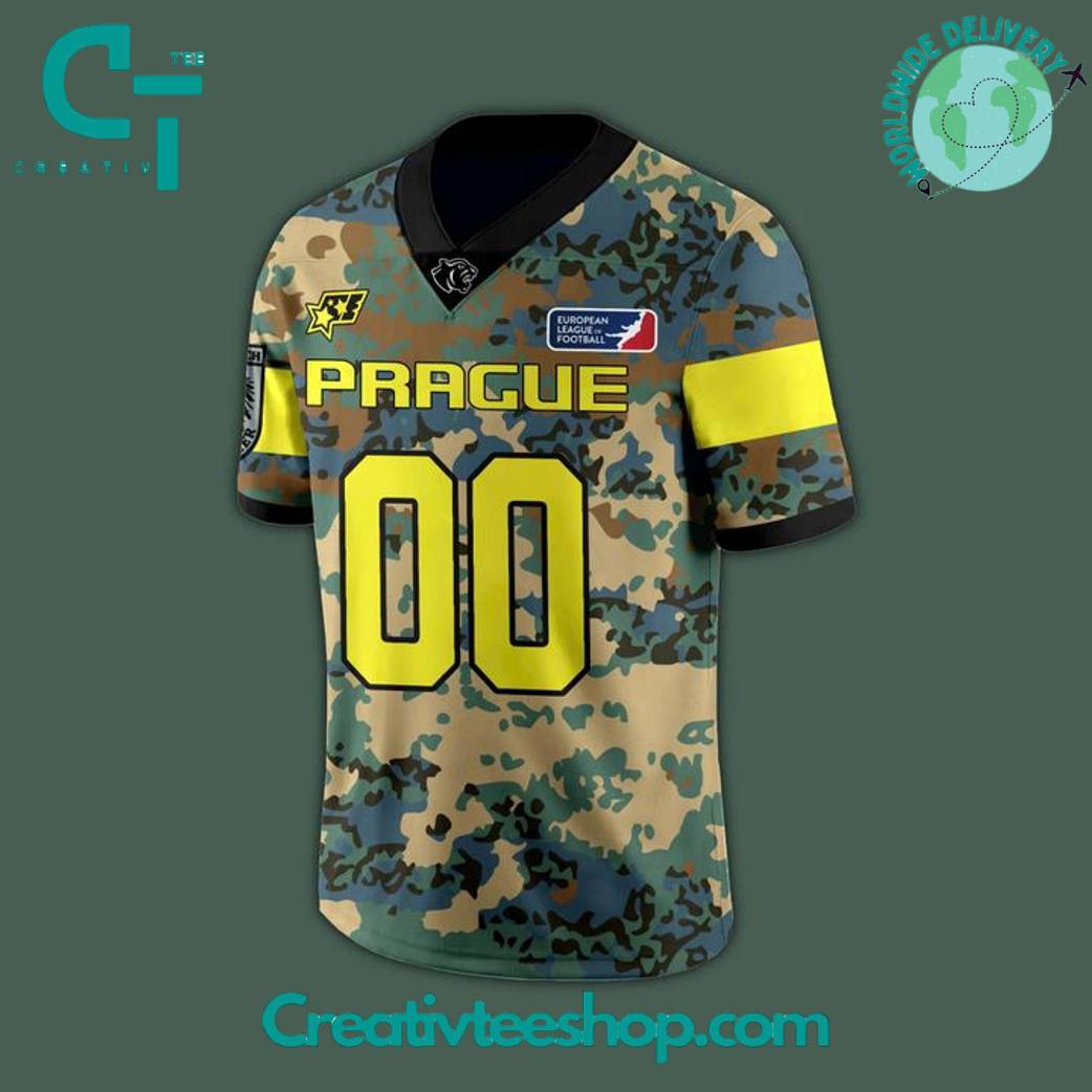 Prague Black Panthers Salute To Service 2025 Camo Football Jersey - Image 2