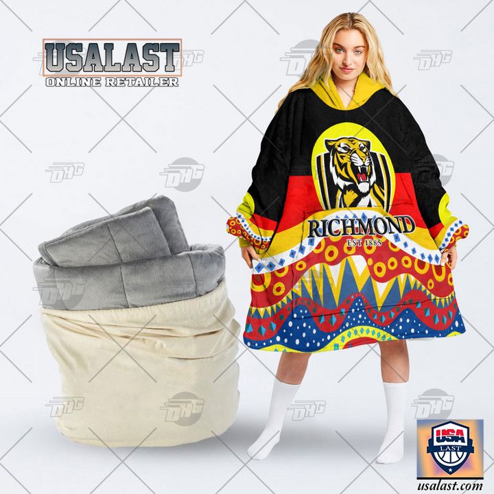 Afl Richmond Tigers Lover Aboriginal Flag Indigenous Blanket Hoodie Hoodie Blanket