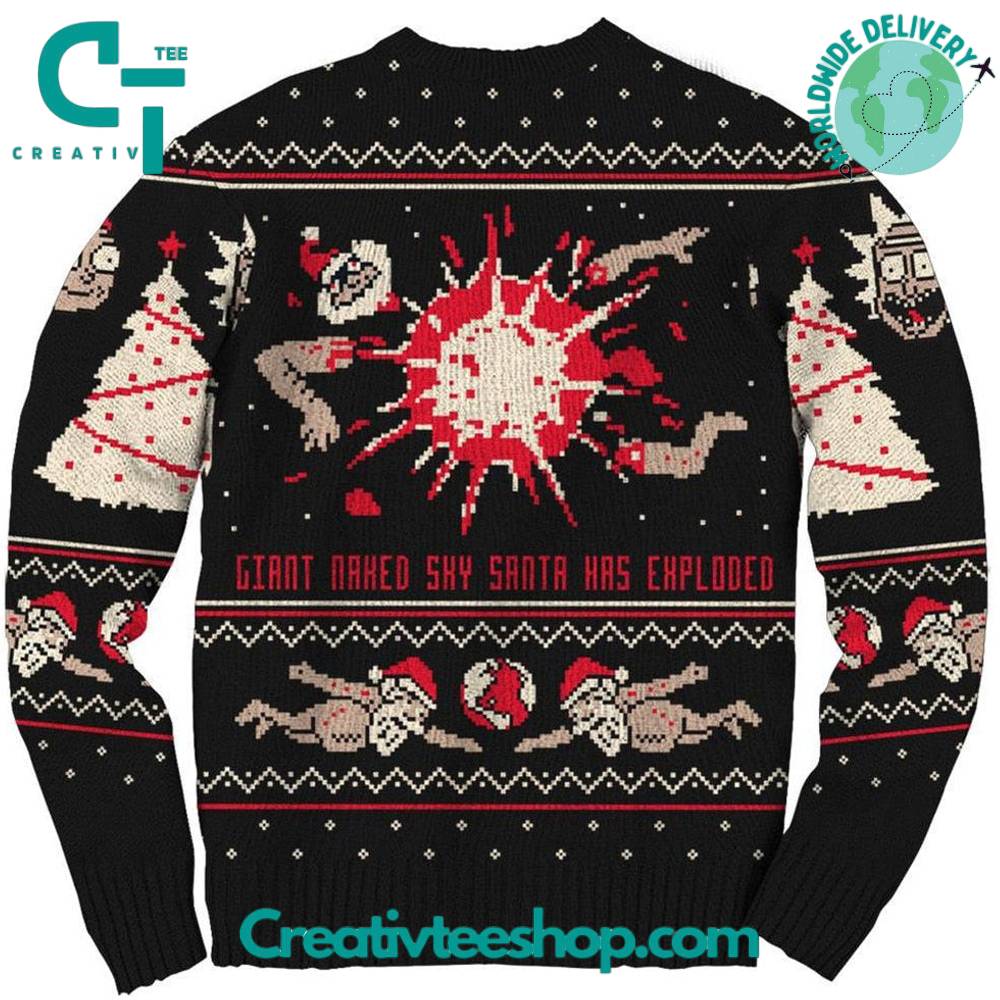 Rick And Morty Exploding Santa Ugly Christmas Sweater - Image 2