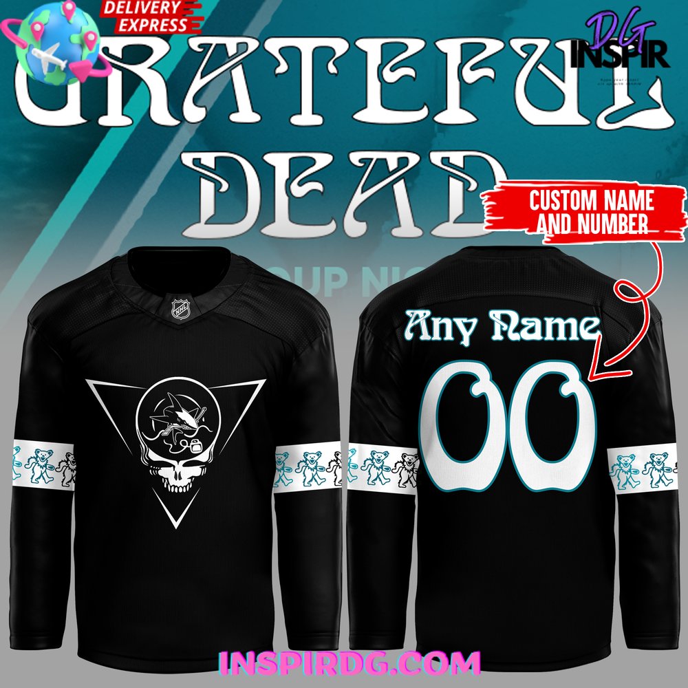 San Jose Sharks Grateful Dead Night 2024 Black Hockey Jersey