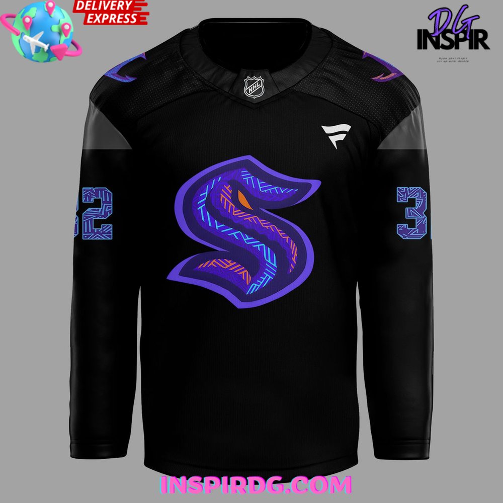 Seattle Kraken Black Hockey History Night Game 2025 Special Hockey Jersey - Image 2