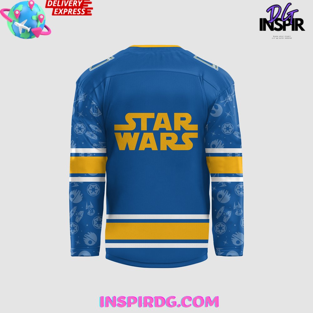 St. Louis Blues X Star Wars Night 2024 Blue Hockey Jersey - Image 3