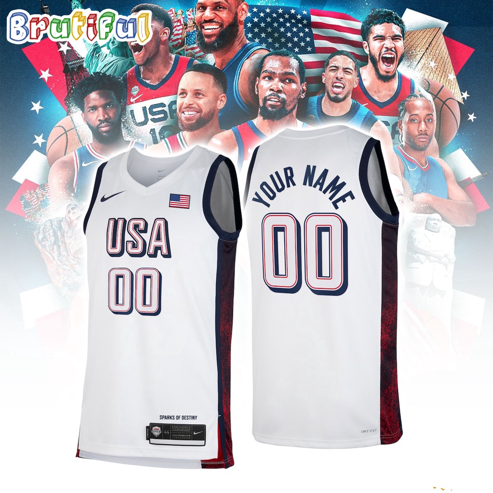 Team Usa Basketball 2024 Swingman Custom White Jersey Shirt