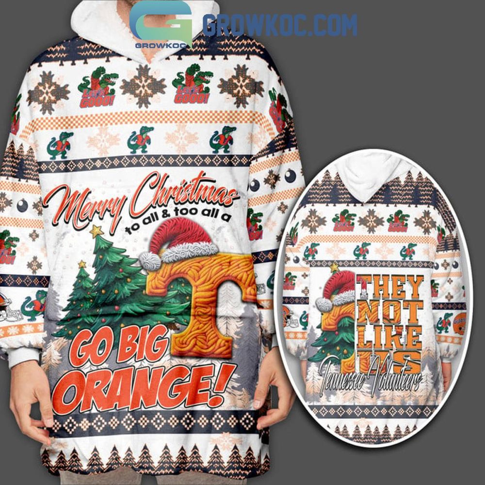 Tennessee Volunteers Go Big Orange They Not Like Us Christmas Oodie Hoodie Blanket - Image 2