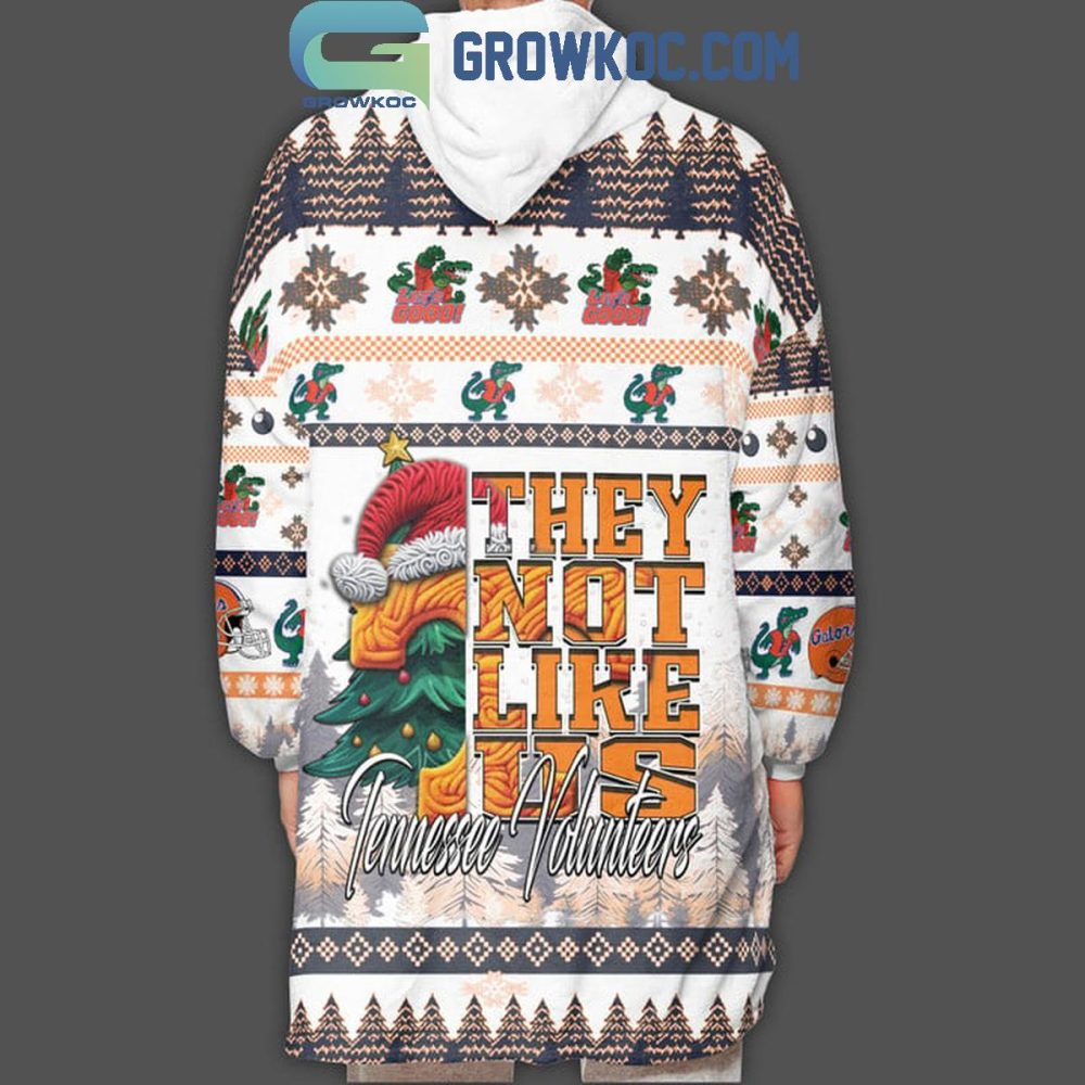 Tennessee Volunteers Go Big Orange They Not Like Us Christmas Oodie Hoodie Blanket - Image 4
