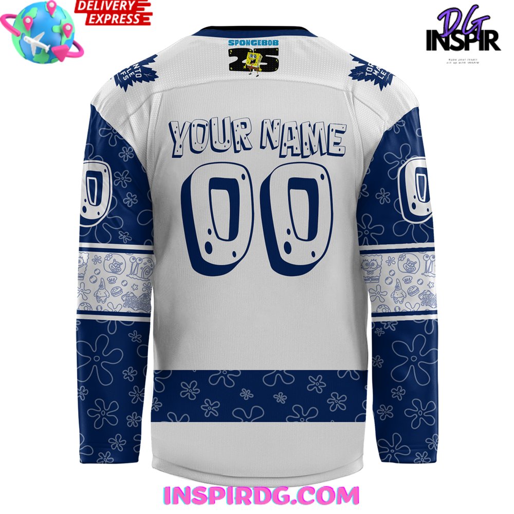 Toronto Maple Leafs Spongebob 25Th Anniversary Custom Hockey Jersey - Image 3