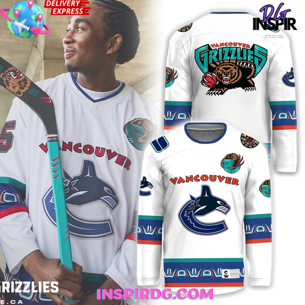 Vancouver Canucks X Grizzlies White Orca Special Hockey Jersey