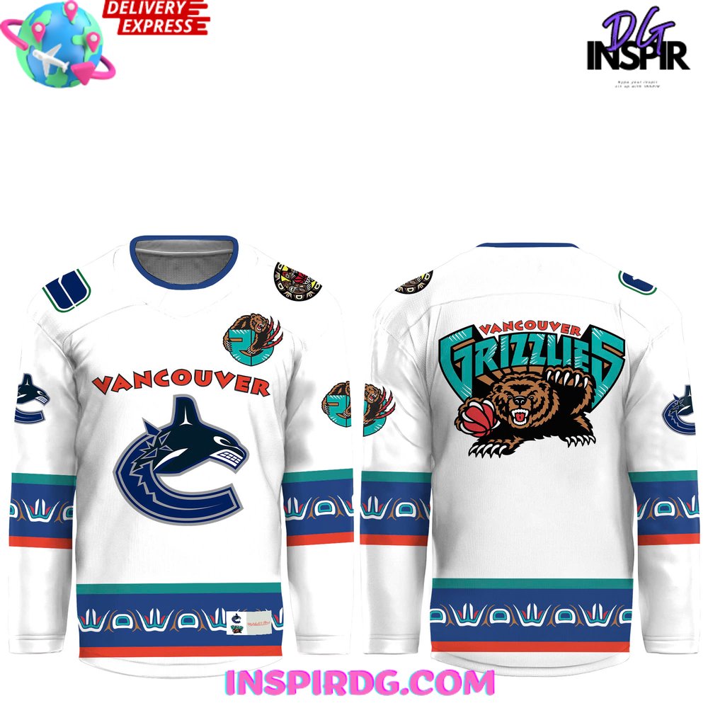Vancouver Canucks X Grizzlies White Orca Special Hockey Jersey - Image 2