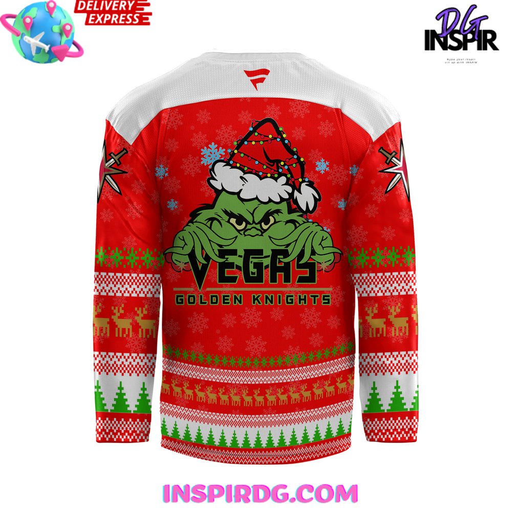Vegas Golden Knights Grinch Christmas Special Hockey Jersey - Image 3