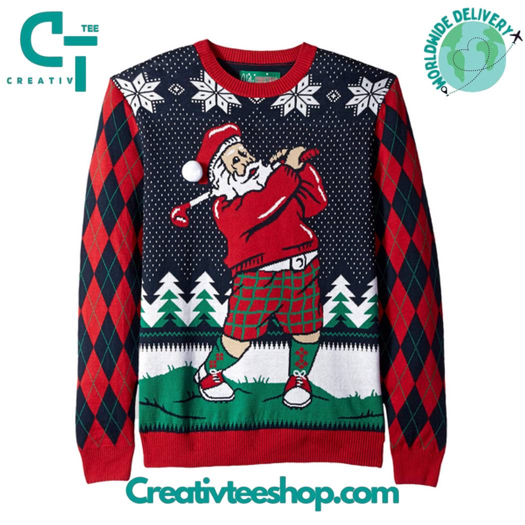 Golfing Santa Ugly Christmas Sweater