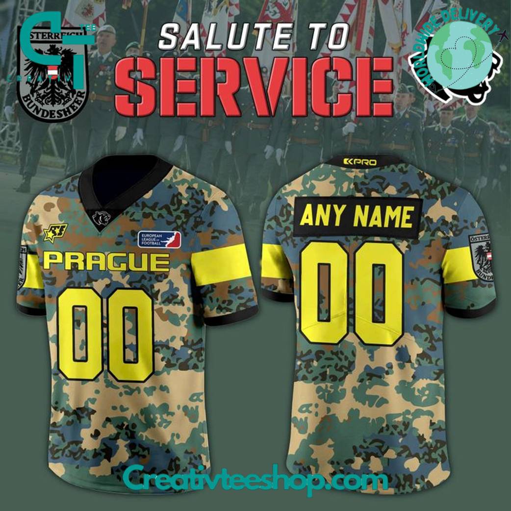 Prague Black Panthers Salute To Service 2025 Camo Football Jersey