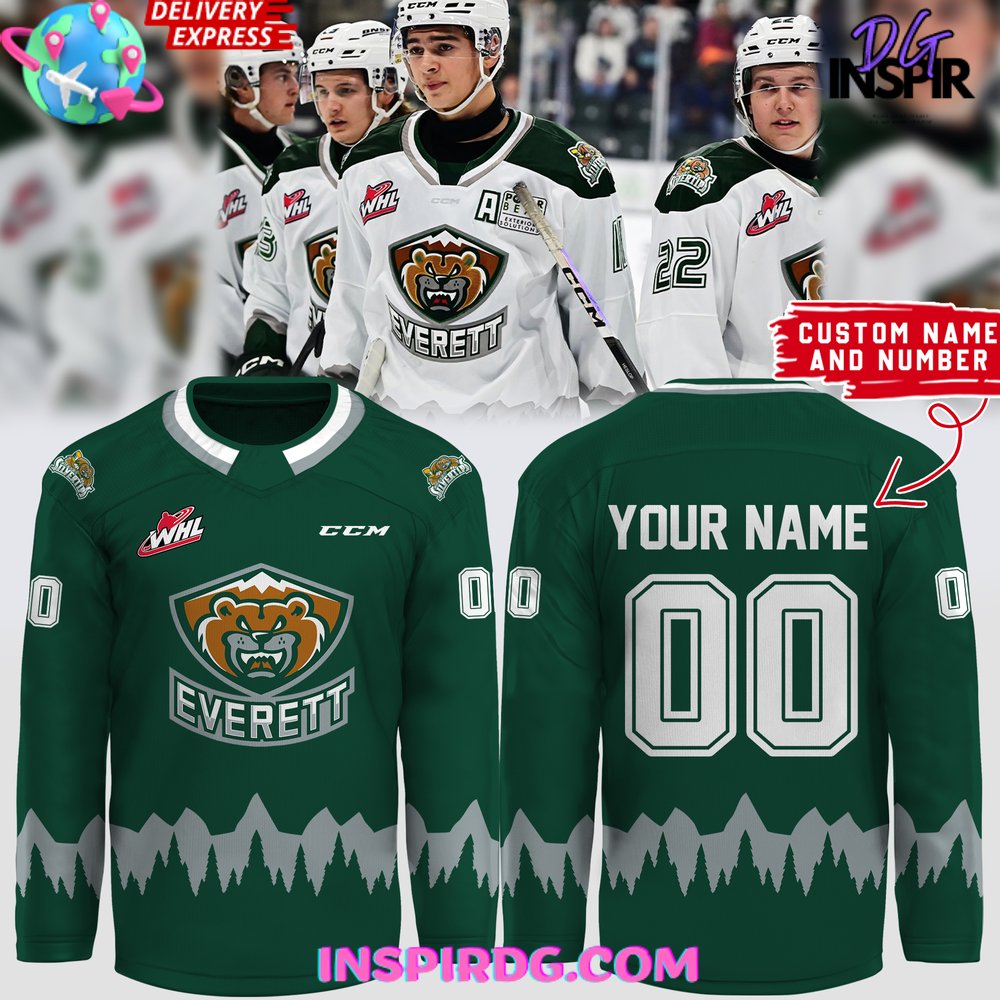 Whl Everett Silvertips Ccm 2024 Green Hockey Jersey
