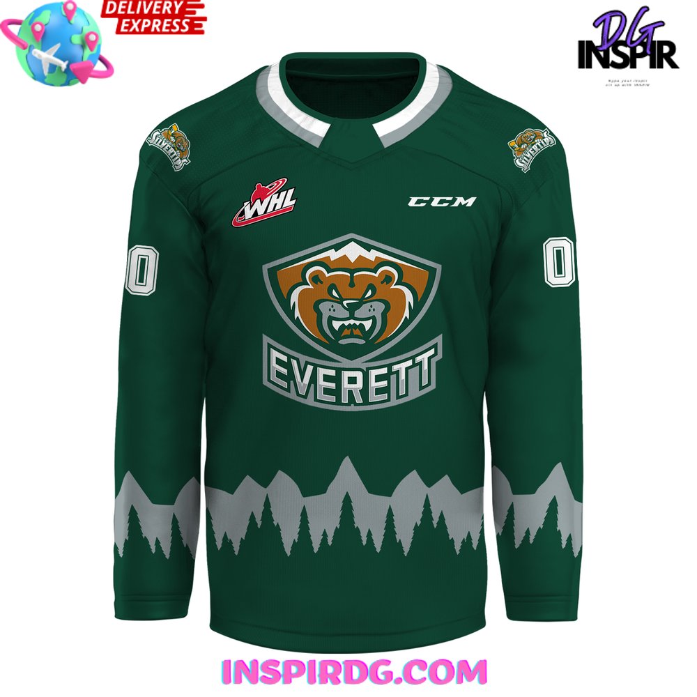 Whl Everett Silvertips Ccm 2024 Green Hockey Jersey - Image 2