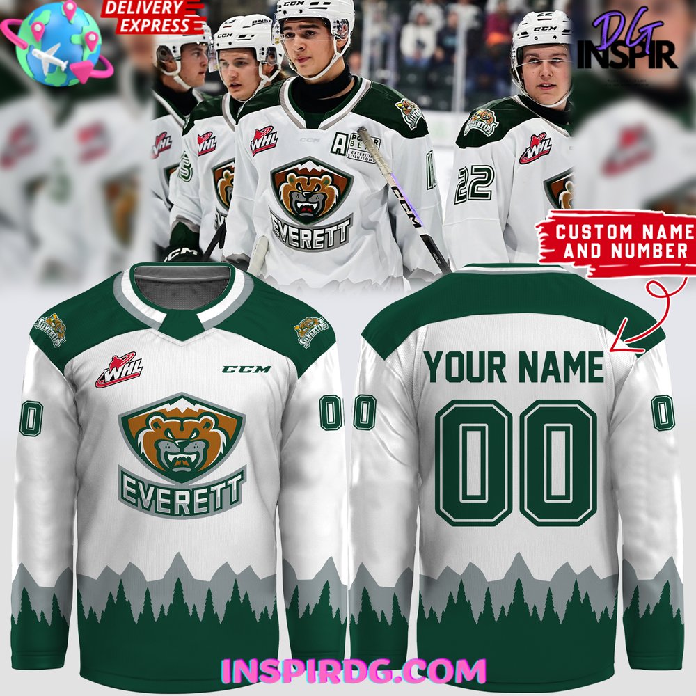 Whl Everett Silvertips Ccm 2024 White Hockey Jersey