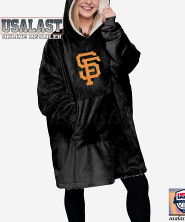 San Francisco Giants Black Blanket Hoodie Hooded Blanket