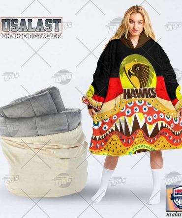 Afl Hawthorn Football Club Lover Aboriginal Flag Indigenous Blanket Hoodie Hoodie Blanket