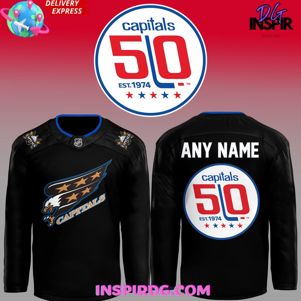 Washington Capitals 50Th Anniversary Special Black Hockey Jersey