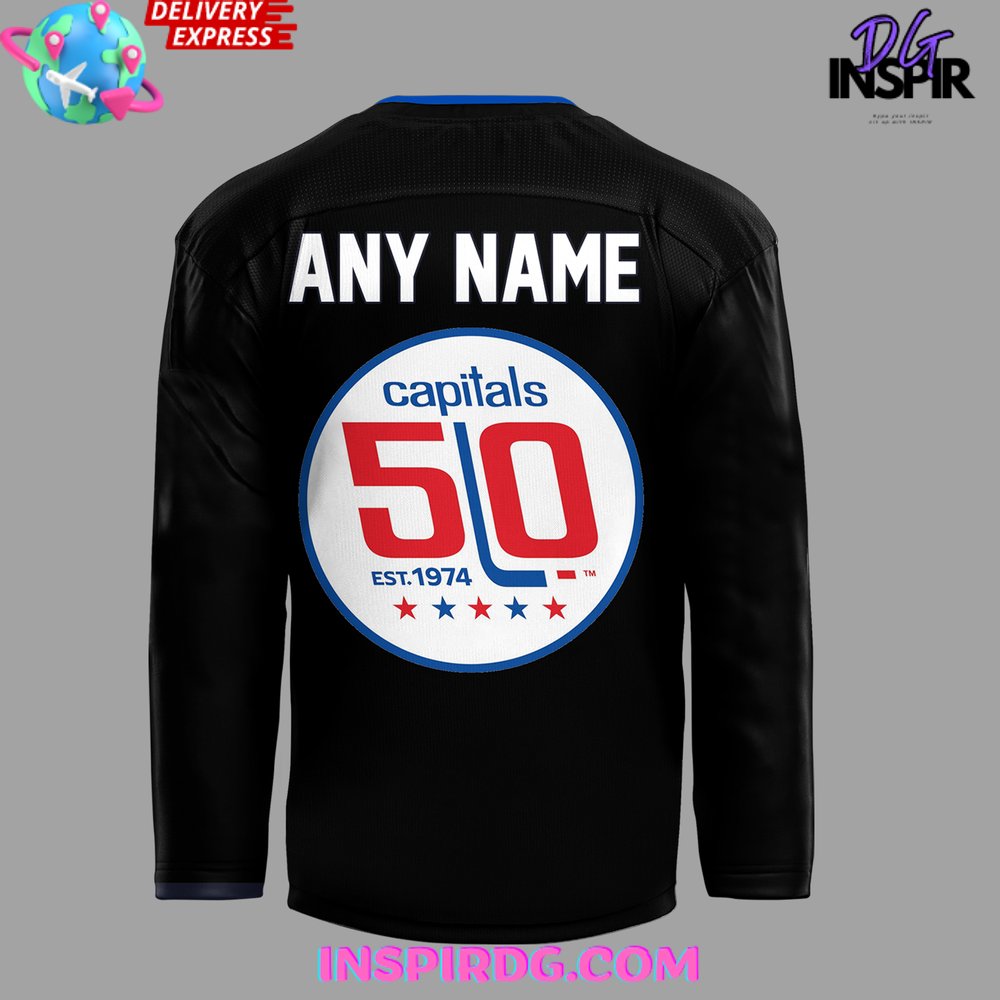 Washington Capitals 50Th Anniversary Special Black Hockey Jersey - Image 3