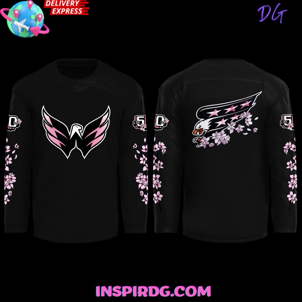 Washington Capitals Cherry Bloom 2025 Black Jersey - Image 2