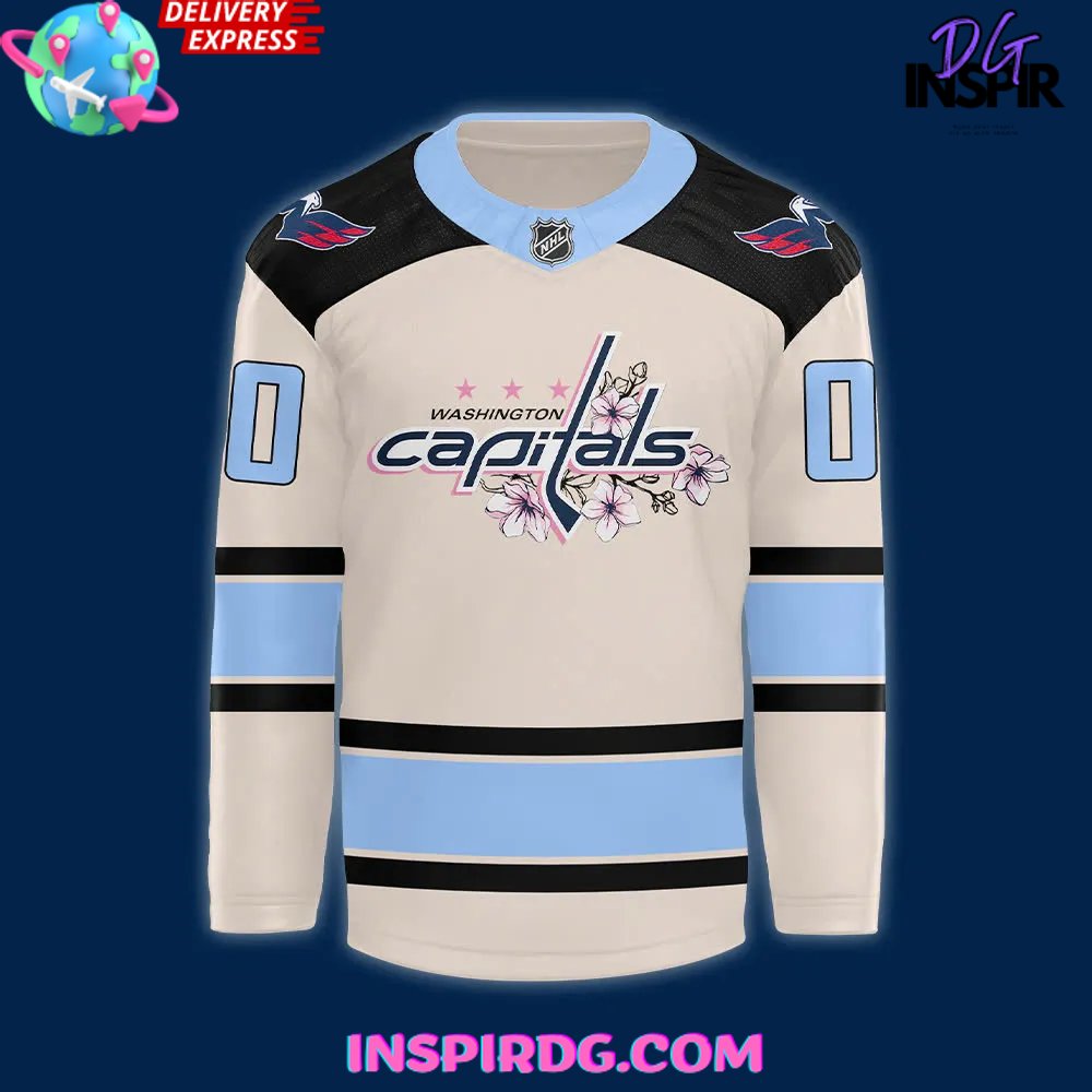 Washington Capitals Cherry Blossom 2025 Cream Hockey Jersey - Image 2